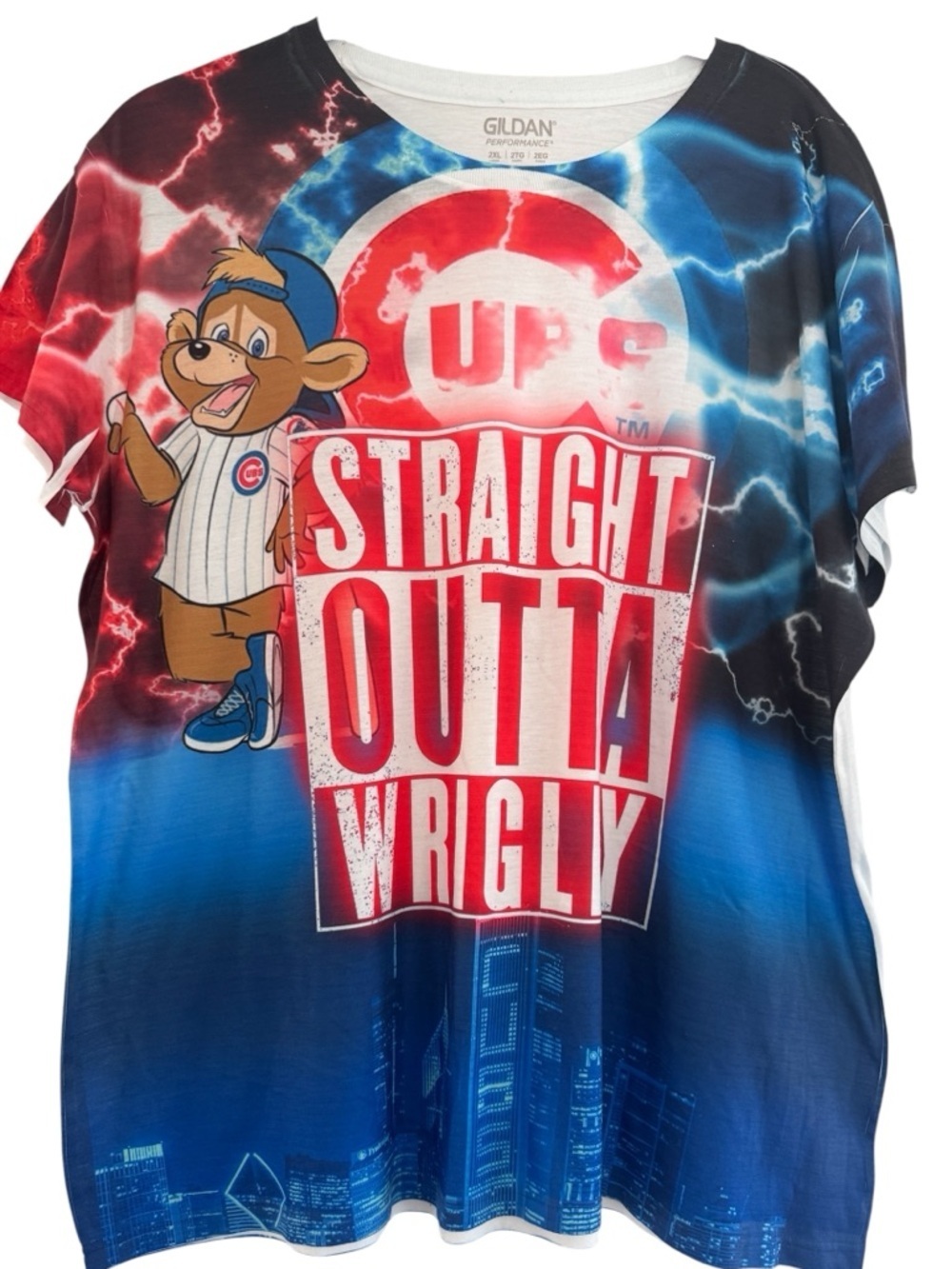 Chicago Cubs "Straight Outta Wrigly" Clark the Cub Mascot T-Shirt Size 2XL